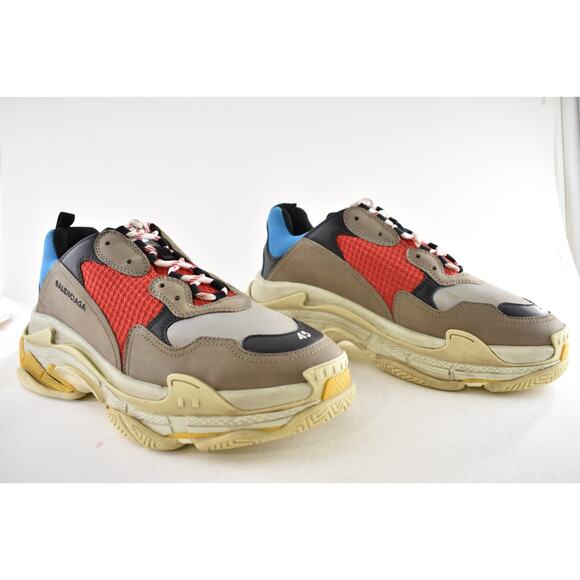 Balenciaga Triple S Sneakers Grey Red Blue 2018 Reissue Flat Platform 45 Mens 12 - Picture 5 of 13